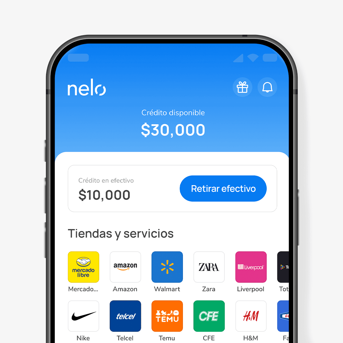 App Nelo mostrando un préstamo aprobado en el celular