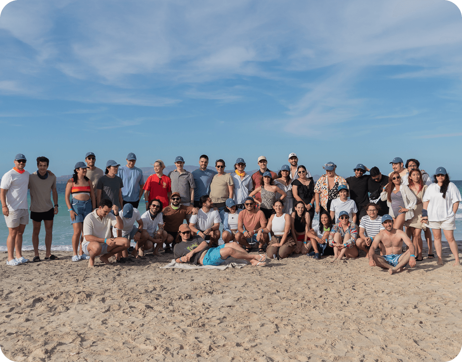 Nelo team group photo on the beach